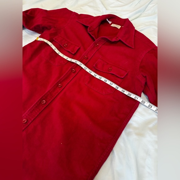 VTG 80’s/90’s LL Bean Chamois Cloth Shirt Men’s Size 16 Medium Red Heavyweight - Picture 3 of 10
